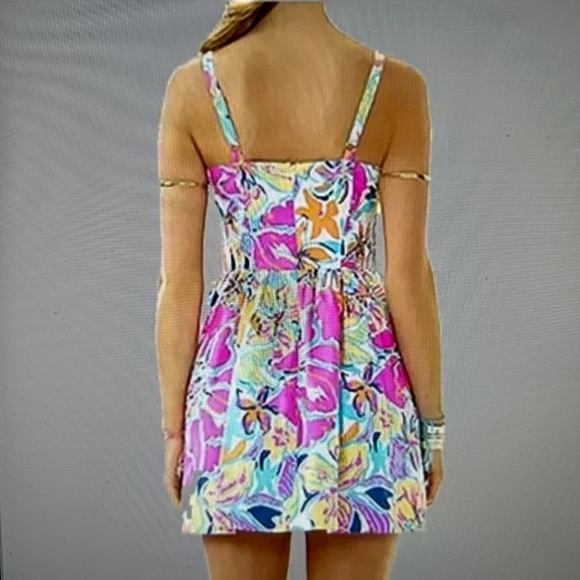 Lilly Pulitzer Christine Besame Mucho Smocked Poplin Fit & Flare Dress Sz10 - Picture 2 of 16